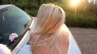 Sexy Blonde Has Wild Sex Adventure In The Car At A Public Park