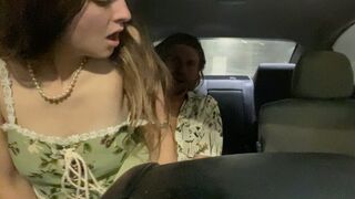 Sexy White Couple Almost Caught Having Sex In The Car