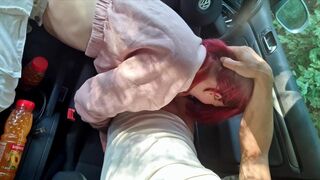 Redhead Teen Sucks This Schlong In The Car