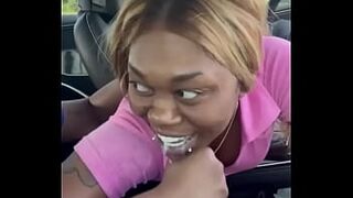 Dangerous Ebony Sucks Huge BBC While Driving On Highway