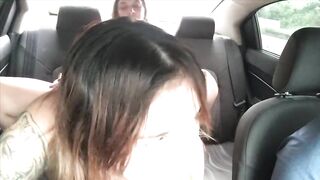 Sneaky Lesbian Rides Dildo In The Back Of Uber