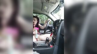 Pretty MILF Solo Play In Car