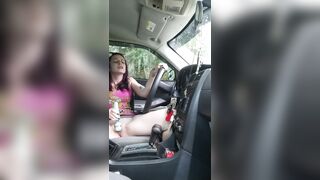 Pretty MILF Solo Play In Car