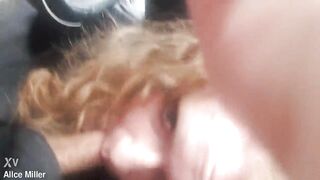 Blonde MILF Caught Sucking Cock In Car