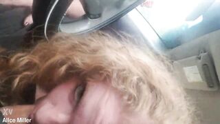 Blonde MILF Caught Sucking Cock In Car