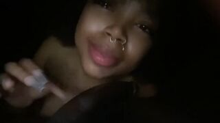 Sexy Ebony Sucking Huge Black Cock In The Car