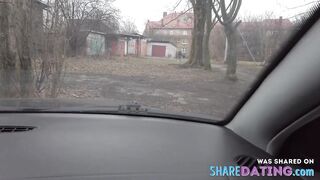 Public Car Dildo Masturbation by an Exhibitionist Milf