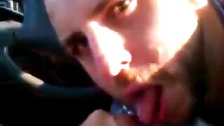 Big Cock Blowjob in a Car on a Rooftop Parking Garage