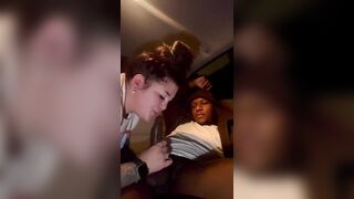 BBW Brunette Sucking Black Thug's Dick In The Car