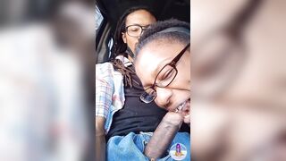 Natural Hair Ebony Sucks Cock And Has Leg Shaking Orgasm In Car